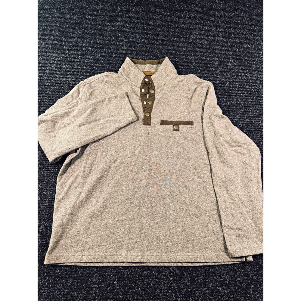 UNTUCKit Men XL Gray Snap Pullover Mock Neck Sweatshirt Cotton Blend